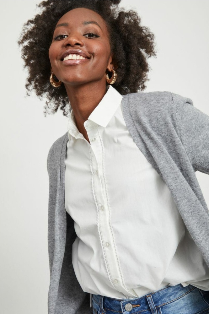VIRIL OPEN L/S KNIT CARDIGAN - NOOS 14044041 Medium Grey Melange